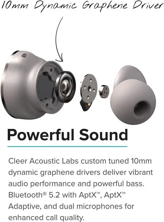 Alt view image 4 of 7 - Cleer Audio Ally Plus II True Wireless Noise Canceling Earbuds, 33 Hours of Playtime, IPX4 Sweat Resistant, Crystal Clear Voice with Echo and Noise Canceling Mic, for iPhone & Android,Stone