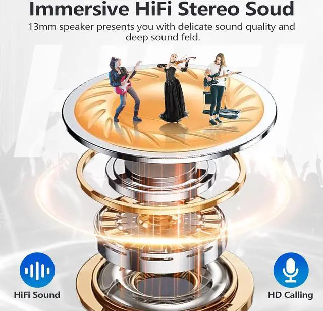 Alt view image 3 of 6 - MOZOTER S8 Mini Wireless Earbuds Bluetooth 5.3 in Ear Light-Weight Headphones,60Hrs Playtime Ear Buds with Charging Case,Smart Ring,Fitness Tracker Premium Sound with Deep Bass for Sport-Black