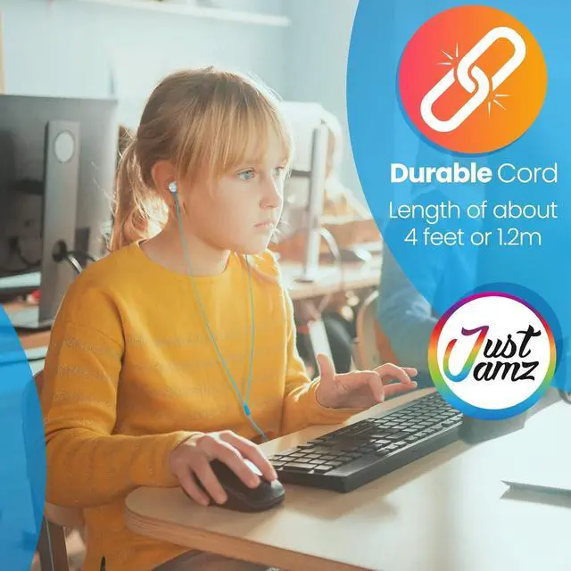 Alt view image 4 of 7 - JustJamz 80 Bulk Wired Earbuds | 30x Jelly Matte Multicolor & 50x Pearl White in-Ear Headphones | Ear Buds for Classroom, School, Students, Libraries | Disposable Headphones Earbuds for Kids & Adults