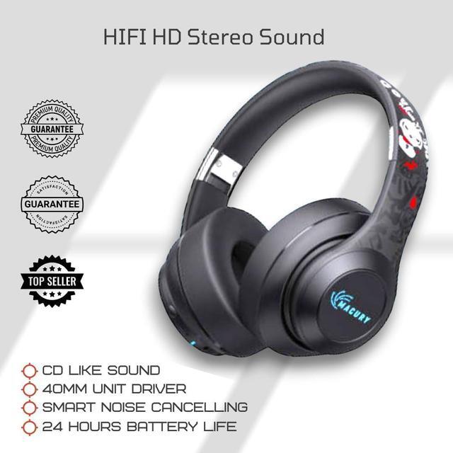 Alt view image 2 of 7 - Bluetooth Headphone, Over Ear, Foldable, Adjustable. Glowing Led Light, Noise Cancelling, HiFi Sound Quality (Black)