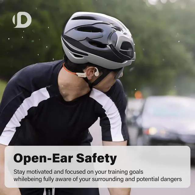 Alt view image 3 of 6 - Bone Conduction Headphones, Open Ear Headphones Wireless Earphones, 32GB MP3, 8 Hours Playtime, Bluetooth 5.3, IP68 Waterproof Headphones for Running and Fitness Workout - Beige Orange