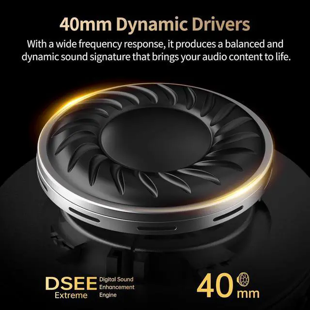 Alt view image 2 of 7 - Bluetooth Headphones, 60H Playtime Wireless Headphones Over Ear with Active Noise Cancelling, Hi-Res Audio, Deep Bass, Memory Foam Ear Cups for Travel, Home Office - Classic Black