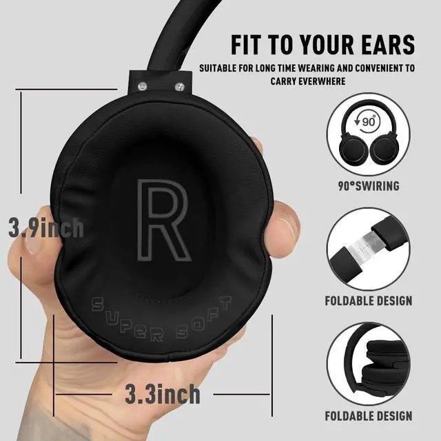 Alt view image 6 of 7 - MIDOLA Bluetooth Headphones Over Ear 68H Playtime 6 EQ Wireless Headset with Microphone HiFi Stereo Foldable Lightweight Deep Bass for Travel Home Office Cellphone Black