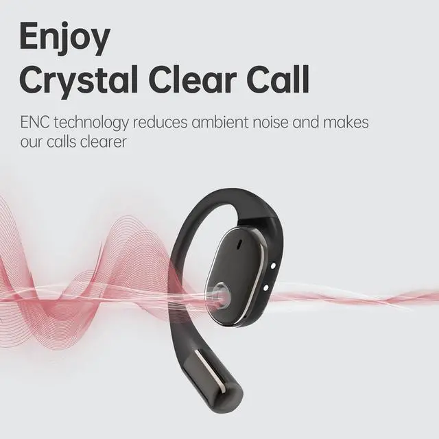 Alt view image 5 of 7 - Open-Ear Headphones Wireless Bluetooth 5.3 Air Conduction Open Ear Buds with Mic Open Ear Earbuds with Earhooks IPX5 Waterproof 40Hours Playtime Earphones for Running Workout Black