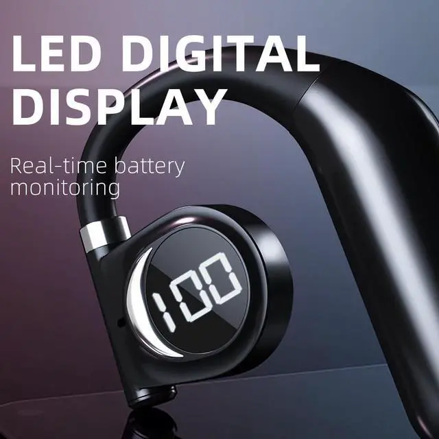 Alt view image 3 of 7 - K1 Open-Ear Bluetooth 5.3 Headphone, 14 Hours Playback, 13MM Drivers, LED Digital Display, Music & Gaming Mode Low Latency, Ergonomic Design for Safety and Comfort (Single for Left Ear)