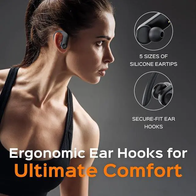 Alt view image 6 of 7 - TREBLAB X3 Pro - Workout True Wireless Earbuds, Comfortable Earhooks, Bluetooth 5.3, Punchy Bass, Noise Isolation, 145H Playtime, IPX5 Waterproof, Sweatproof, 2 Mics for Calls, Sport Bluetooth Earbuds