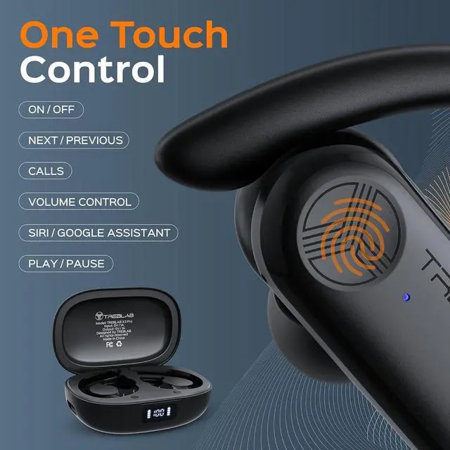 Alt view image 7 of 7 - TREBLAB X3 Pro - Workout True Wireless Earbuds, Comfortable Earhooks, Bluetooth 5.3, Punchy Bass, Noise Isolation, 145H Playtime, IPX5 Waterproof, Sweatproof, 2 Mics for Calls, Sport Bluetooth Earbuds