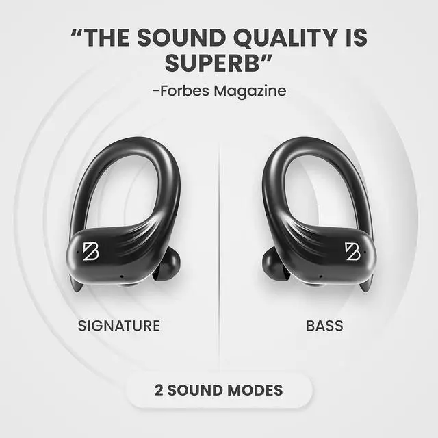 Alt view image 4 of 7 - Runner 60 Wireless Running Earbuds, 80 Hour Long Battery Life Over The Ear Earbuds with EarHooks, Wrap Around Earphones Wireless Bluetooth Earbuds with Microphone, in Ear Headphones