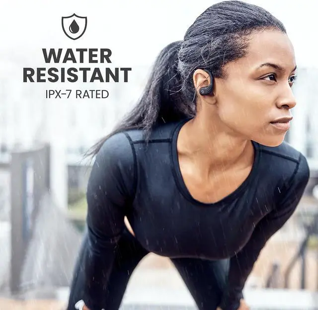 Alt view image 5 of 7 - Runner 60 Wireless Running Earbuds, 80 Hour Long Battery Life Over The Ear Earbuds with EarHooks, Wrap Around Earphones Wireless Bluetooth Earbuds with Microphone, in Ear Headphones