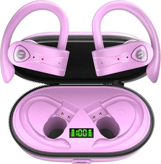 Main image of Bluetooth Headphones Noise Canceling 4 Mics Clear Call Stereo Bass Sound 60H Playtime Wireless Charging Case Over Ear Earphones LED Digital Display Headset with Earhooks for Sports Running Workout Gym