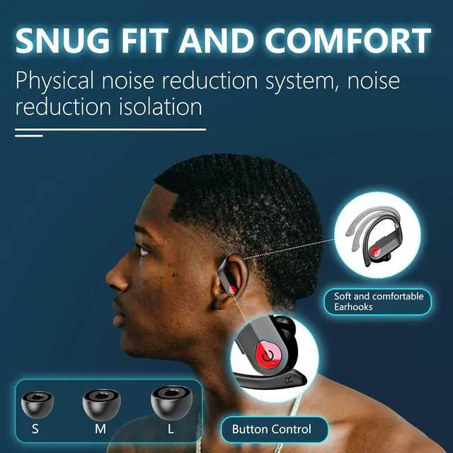 Alt view image 3 of 4 - Wireless Earbuds, Built-in Microphone, IPX7 Waterproof, Wireless Bluetooth Noise Cancelling Earbuds Sport, Bluetooth 5.3 Equipped with DSP Anti-Interference Chip, New-Black