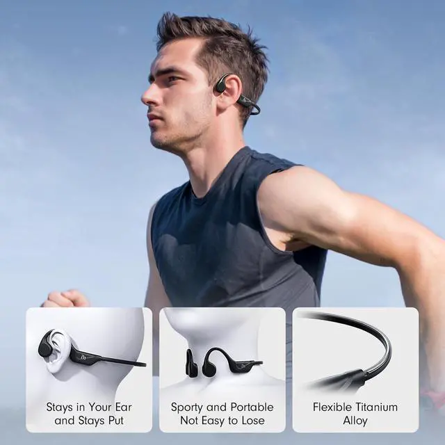 Alt view image 3 of 6 - Bone Conduction Headphones,Open Ear Headphones Bluetooth5.4 with Mic,Wireless Headphones 10H Playtime, Waterproof Sport Headphones Suitable for Running,Cycling, Outdoor Sports Black