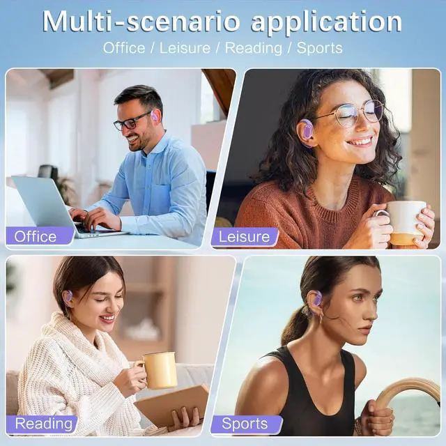 Alt view image 4 of 6 - TUINYO True Wireless Ear Hooks, IPX5 Waterproof, Stable One-Step Bluetooth Connection with Long Transmission, 40hrs Longed Standby Time with 10hrs Playtime for Each, Compatible to Different Devices