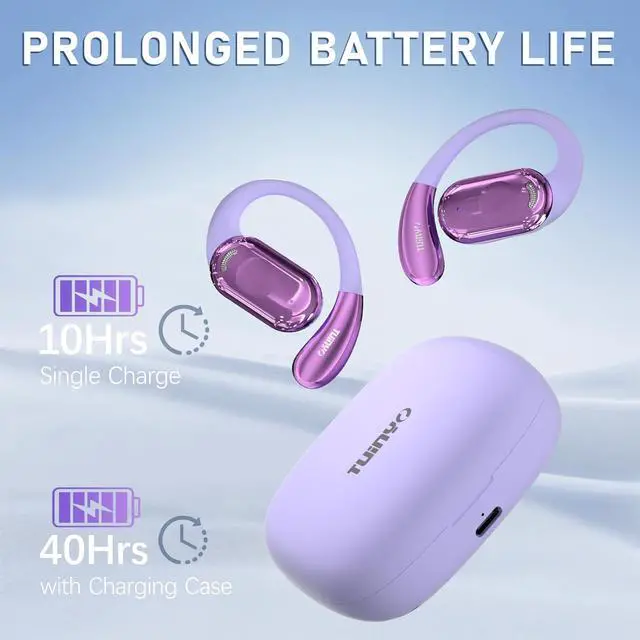 Alt view image 5 of 6 - TUINYO True Wireless Ear Hooks, IPX5 Waterproof, Stable One-Step Bluetooth Connection with Long Transmission, 40hrs Longed Standby Time with 10hrs Playtime for Each, Compatible to Different Devices