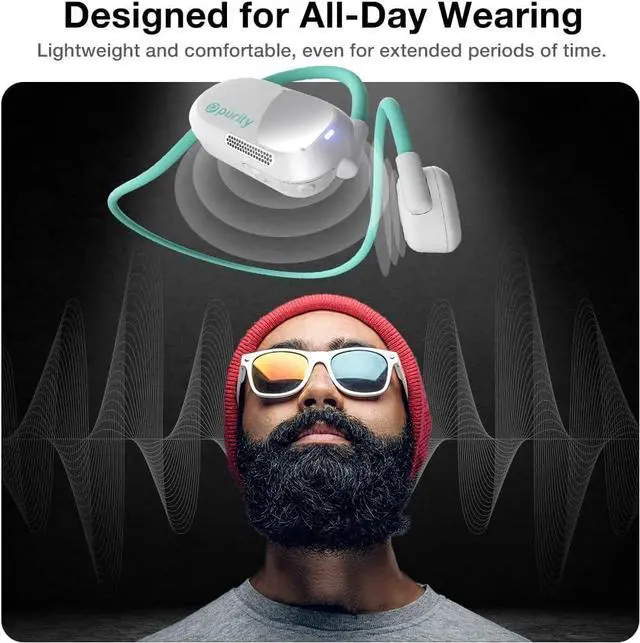 Alt view image 3 of 6 - Purity Air Open Ear Headphones - True Air Conduction Wireless Bluetooth Open Ear Earbuds with Dual Mic for iPhone/Android - Secured Long Wearing Comfort, Sports Sweat Resistant (White/Turquoise)