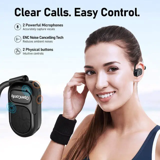 Alt view image 6 of 7 - OpenComfy CF201 Wireless Headphones for Running - Bluetooth Open-Ear Headphones for Sports Gym Workout - Superior Sound, Ultimate Comfor, Secure Fit, Ambient Awarenes. Black