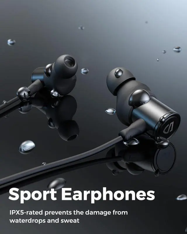 Alt view image 4 of 7 - Q30 HD+ Bluetooth Headphones in-Ear Stereo Wireless 5.2 Magnetic Earphones IPX5 Sweatproof Earbuds with Mic for Sports Immersive Bass 10mm Drivers aptX-HD 12 Hours Playtime Type C