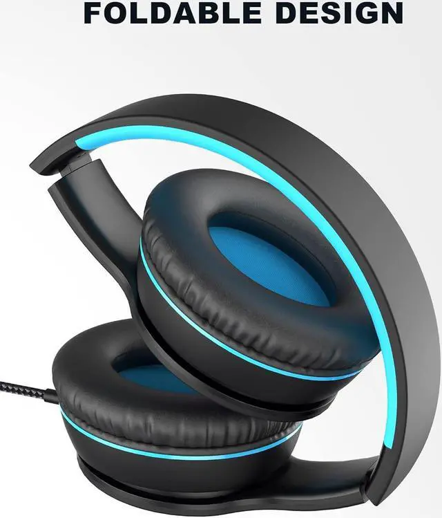 Alt view image 4 of 7 - ELECDER i45 On-Ear Headphones with Microphone, Foldable Stereo Bass, 1.5M No-Tangle Cord, 3.5MM Jack, Portable Wired Headphones for School, Kids, Teens, Smartphones, Tablet, Travel - Black