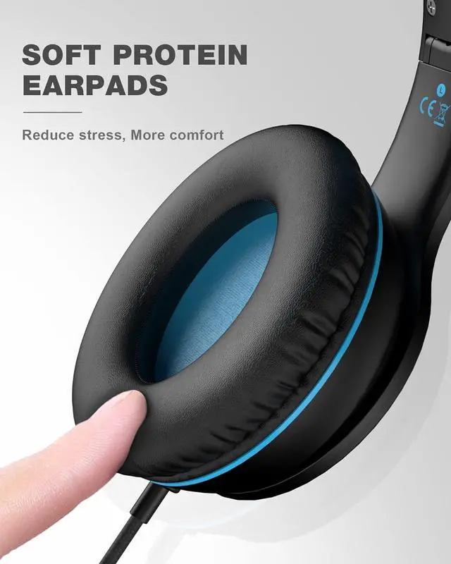 Alt view image 7 of 7 - ELECDER i45 On-Ear Headphones with Microphone, Foldable Stereo Bass, 1.5M No-Tangle Cord, 3.5MM Jack, Portable Wired Headphones for School, Kids, Teens, Smartphones, Tablet, Travel - Black