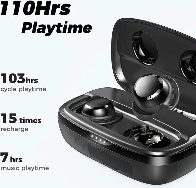 Alt view image 2 of 7 - Tribit Wireless Earbuds, 110H Playtime Bluetooth 5.3 IPX8 Waterproof Touch Control True Wireless Bluetooth Earbuds with Mic Earphones in-Ear Deep Bass Built-in Mic Bluetooth Headphones, FlyBuds 3