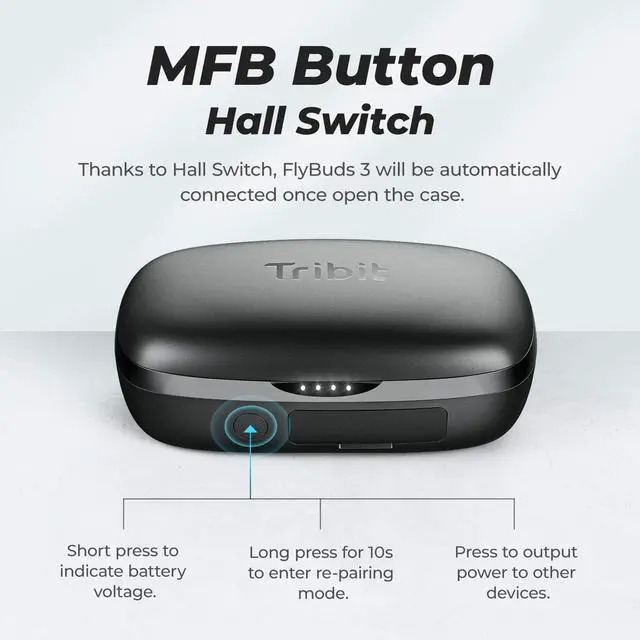 Alt view image 6 of 7 - Tribit Wireless Earbuds, 110H Playtime Bluetooth 5.3 IPX8 Waterproof Touch Control True Wireless Bluetooth Earbuds with Mic Earphones in-Ear Deep Bass Built-in Mic Bluetooth Headphones, FlyBuds 3