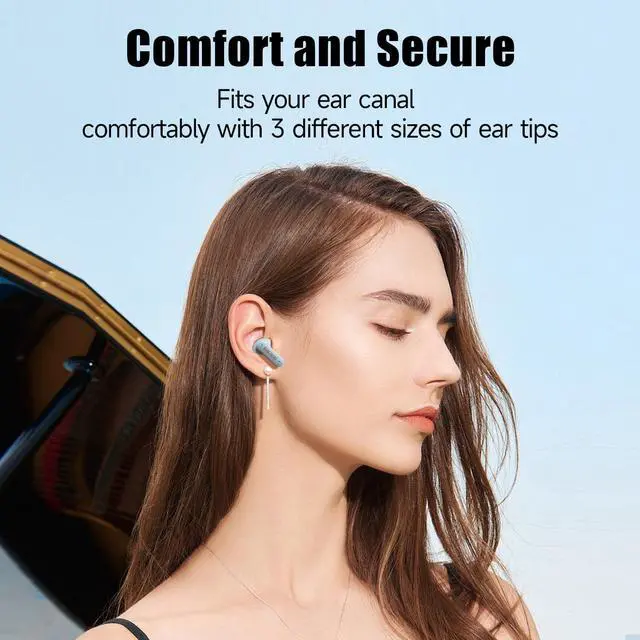 Alt view image 5 of 6 - Xspace Transparent Macaron Colorful True Wireless Hi-Res Audio Bluetooth 5.3 Earphones ENC TWS in Ear Earbuds Loud Bass with Microphone Sweatproof for Sports,Gym,WorkBlue