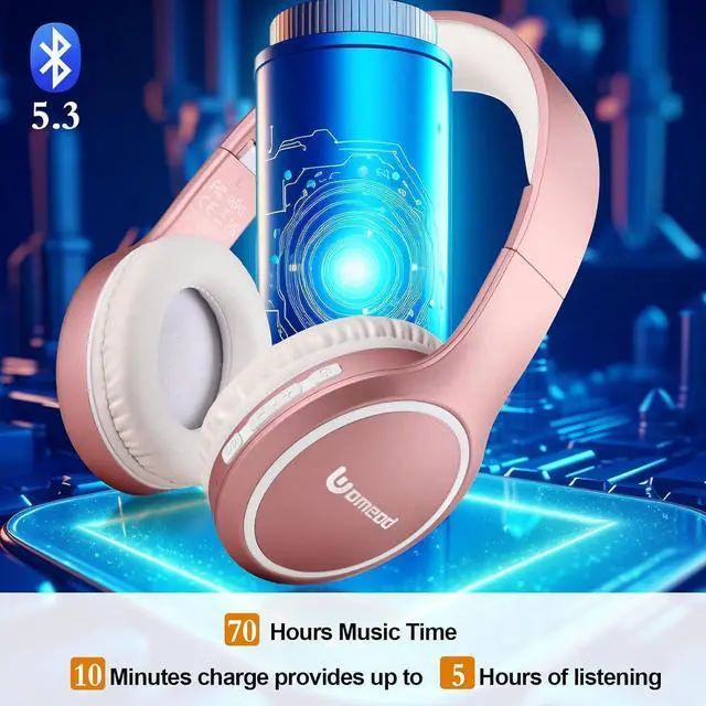Alt view image 3 of 7 - Bluetooth Headphones Over Ear, 70H Playtime and 3 EQ Music Modes Wireless Headphones with Microphone, HiFi Stereo Foldable Lightweight Headset, Deep Bass for Home Office Cellphone PC