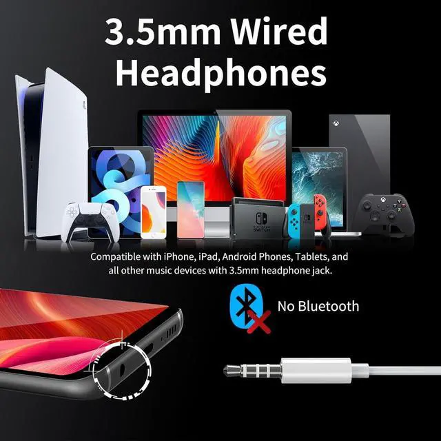 Alt view image 5 of 6 - Wired Earbuds with Microphone, Wired Earphones in Ear Headphones HiFi Stereo, Powerful Bass and Crystal Clear Audio, Compatible with iPhone, iPad, Android, Computer Most with 3.5mm Jack