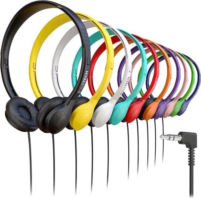 Main image of 20 Pack Bulk Wired On-Ear Leather Headphones with 3.5mm Connector, Multi