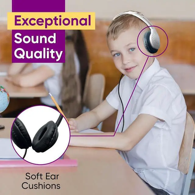 Alt view image 6 of 7 - 20 Pack Bulk Wired On-Ear Leather Headphones with 3.5mm Connector, Multi