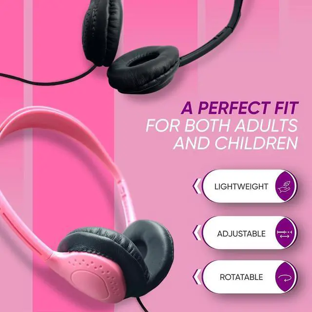 Alt view image 5 of 7 - 20 Pack Bulk Wired On-Ear Leather Headphones with 3.5mm Connector, Multi
