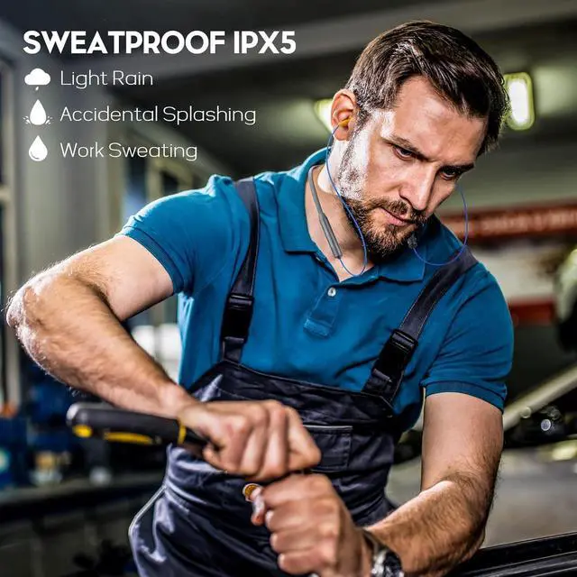 Alt view image 6 of 7 - MIPEACE Bluetooth Earplug Headphones, Neckband Wireless Earbuds earplugs-29db Noise Reduction isolating in-Ear earplug Earphones with Controls,IPX5 sweatproof,19+Hour Battery(Gray)