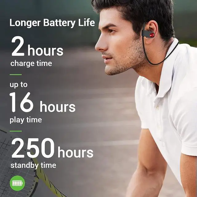 Alt view image 4 of 7 - Bluetooth Headphones, Bluetooth 5.3 IPX7 Waterproof Wireless Sports Earbuds for Workout Gym, 16 Hrs Playtime Running Headphones with Noise Cancelling Mic, HiFi Bass Stereo in-Ear Earphones