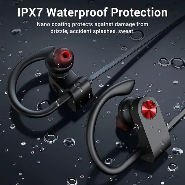 Alt view image 6 of 7 - Bluetooth Headphones, Bluetooth 5.3 IPX7 Waterproof Wireless Sports Earbuds for Workout Gym, 16 Hrs Playtime Running Headphones with Noise Cancelling Mic, HiFi Bass Stereo in-Ear Earphones