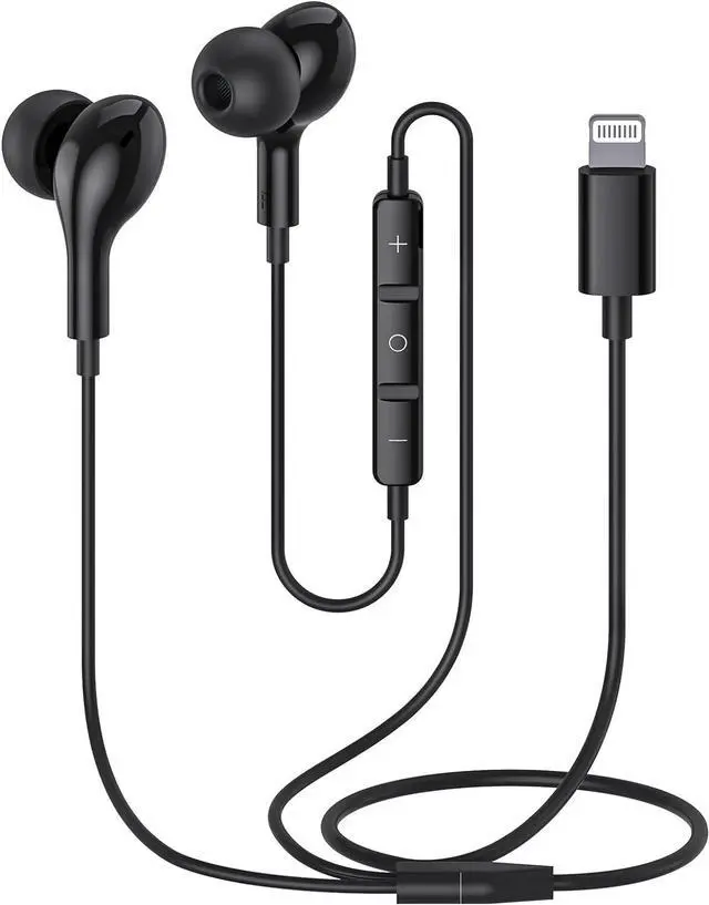 Main image of Guguearth Lightning Headphones for iPhone,MFi Certified in-Ear Lightning Earphones for iPhone,Magnetic Earbuds for iPhone with Mic Controller Compatible with iPhone 14 13 12 11 Pro Max XR 8 7 (Black)