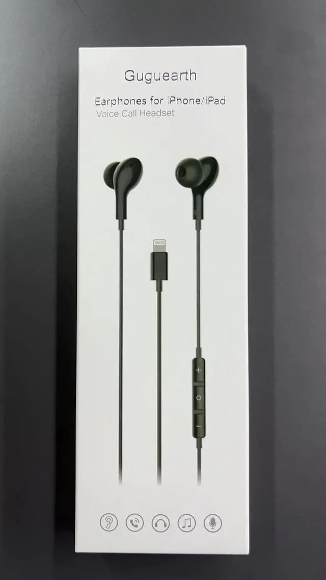 Alt view image 7 of 7 - Guguearth Lightning Headphones for iPhone,MFi Certified in-Ear Lightning Earphones for iPhone,Magnetic Earbuds for iPhone with Mic Controller Compatible with iPhone 14 13 12 11 Pro Max XR 8 7 (Black)