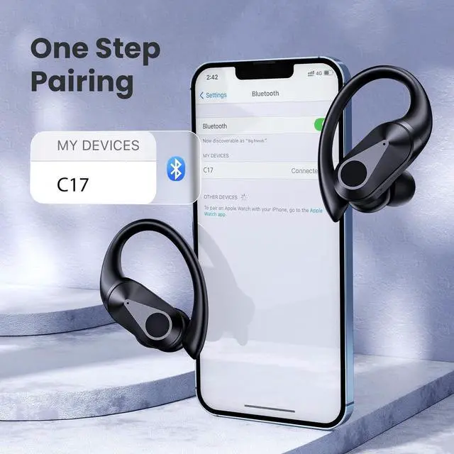 Alt view image 6 of 7 - Wireless Earbuds Bluetooth Headphones 90Hrs Playtime Ear Buds IPX7 Waterproof Sports Earphones Wireless Charging Case Over-Ear Earhooks Headest