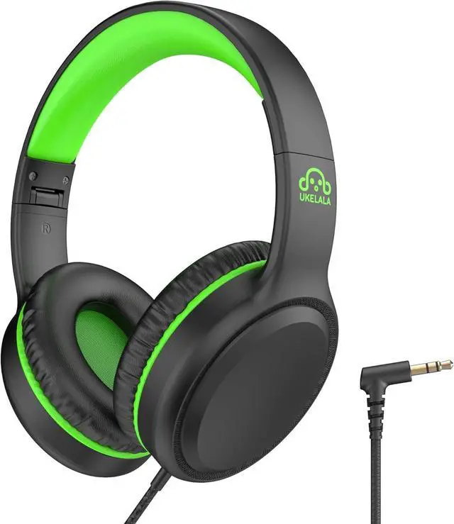 Main image of Green Wired Headphones for Boys Portable On Ear Youth Headphones for School Airplane Travel Lightweight Portable Compatible with Pad Computer Laptop for Adults Student Children Girls Kids