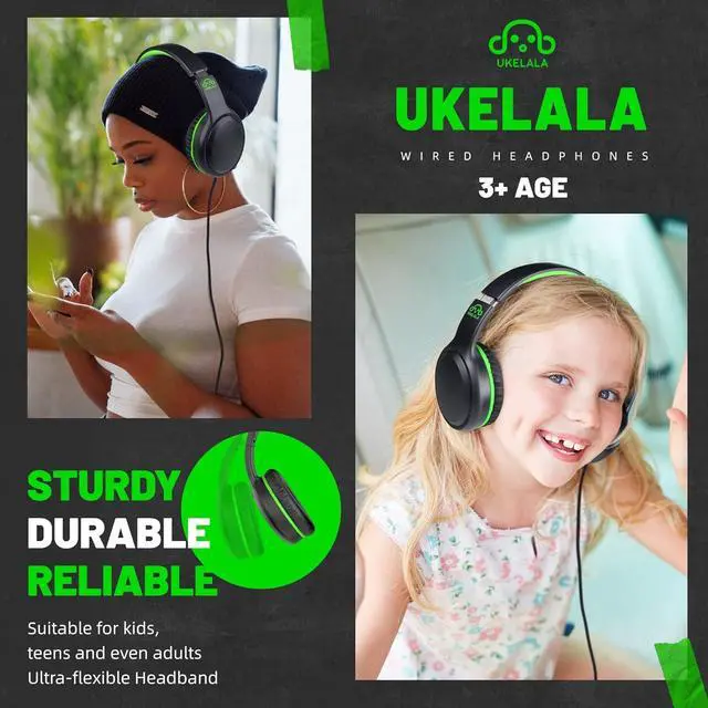 Alt view image 4 of 7 - Green Wired Headphones for Boys Portable On Ear Youth Headphones for School Airplane Travel Lightweight Portable Compatible with Pad Computer Laptop for Adults Student Children Girls Kids