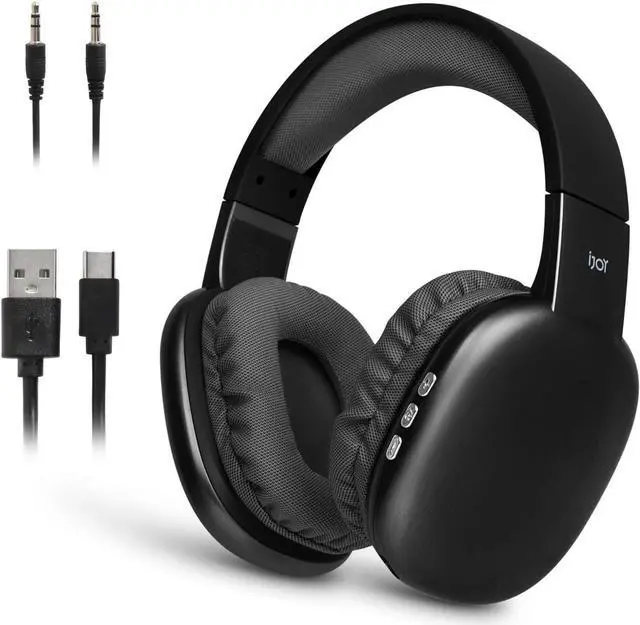 Main image of iJoy Ultra Wireless Headphones with Microphone- Rechargeable Over Ear Wireless Bluetooth Headphones with 10Hr Playtime, SD Slot, Backup Wire- Soft Cushion Wireless Headset with Mic (Black)