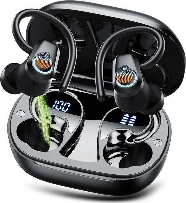 Main image of Wireless Earbuds, Bluetooth 5.3 Headphones Sport, Ear buds Wireless Earbuds Bluetooth, 50H Playtime Dual LED Display, Deep Bass Stereo Noise Cancelling Headphones, IP7 Waterproof Earphones, Jet Black