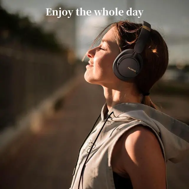 Alt view image 5 of 7 - Noise Cancelling Headphones, Bluetooth Headphones Over The Ear Headphones Wireless Bluetooth with Mic, 80H Playtime, Deep Bass, Comfort Fit, Portable Lightweight Headphones for Travel, Home