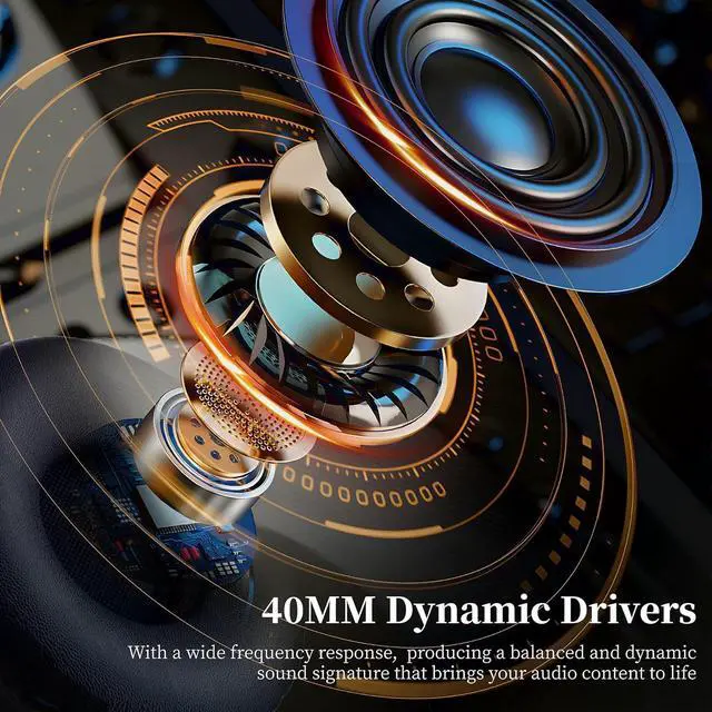 Alt view image 6 of 7 - Noise Cancelling Headphones, Bluetooth Headphones Over The Ear Headphones Wireless Bluetooth with Mic, 80H Playtime, Deep Bass, Comfort Fit, Portable Lightweight Headphones for Travel, Home