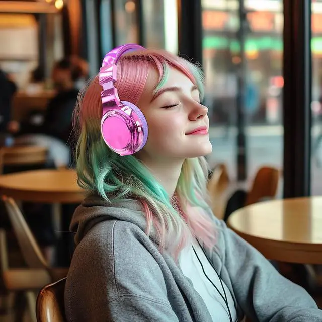 Alt view image 5 of 7 - QearFun Bluetooth Headphones for Kids, Wireless Headphones with Built-in Mic, Includes Aux Cord, USB C, 3.5mm Jack, Bluetooth 5.3, On Ear Kids Headphones for School/Travel/Tablet/iPad