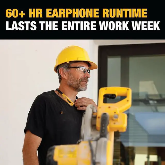 Alt view image 4 of 7 - DEWALT 2-in-1 Neckband Bluetooth Headphones w/Built-in Speakers, Jobsite Wearable Speaker & Around Neck Headphones, Wireless Bluetooth Headset, 60+ Hrs, Hands-Free Music & Calls, Carry Pouch Included