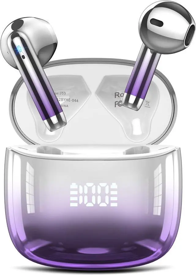 Main image of Wireless Earbuds, Bluetooth Headphones 48H Playtime Ear Buds with LED Power Display, IPX7 Waterproof Bluetooth 5.4 Earphones in-Ear Earbuds with 4 Mic for Android iOS Cell Phone Laptop, Purple