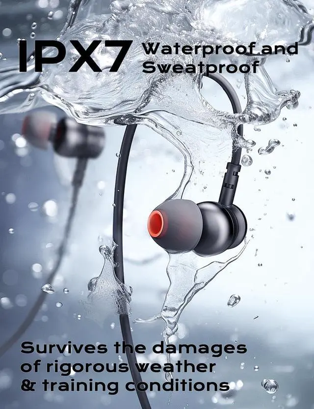 Alt view image 5 of 7 - Bluetooth Headphones, aptX-HD Wireless 5.0 Bluetooth Earbuds w/Mic in-Ear Magnetic Neckband Earphones 30Hrs Playtime, IPX7 Sweatproof Deep Bass Headset for Phone Call Music Sports