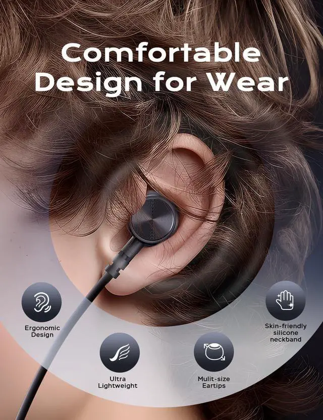 Alt view image 6 of 7 - Bluetooth Headphones, aptX-HD Wireless 5.0 Bluetooth Earbuds w/Mic in-Ear Magnetic Neckband Earphones 30Hrs Playtime, IPX7 Sweatproof Deep Bass Headset for Phone Call Music Sports