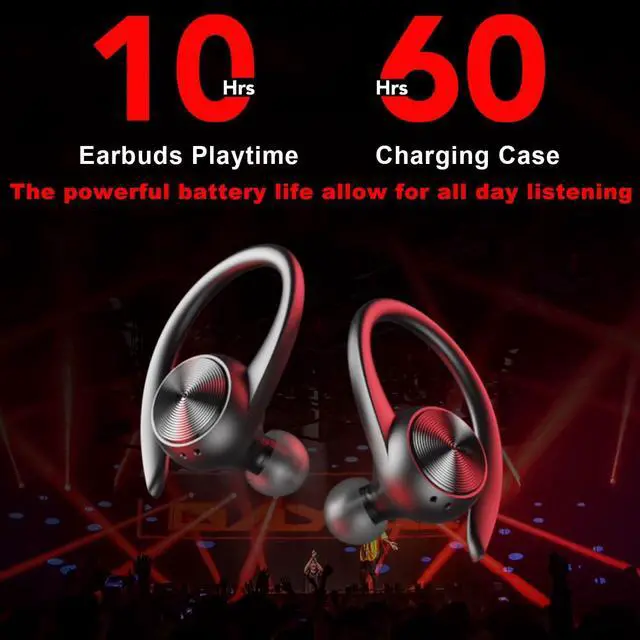 Alt view image 3 of 7 - Wireless Earbuds, 60H Playback Earphones Earbuds Charging Case Digital Display Wireless Bluetooth Ear Buds with Ear Hooks for Sports/Workout in-Ear Headphones for TV/Phone/Laptop/ipad