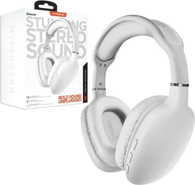Main image of HyperGear Vibe Bluetooth Wireless Headphones - Over-Ear Wireless Headphones with Noise Isolating Fit, Built-in Mic & Controls, Memory Foam Ear Cups for Travel, Home Office, Gym & More - White